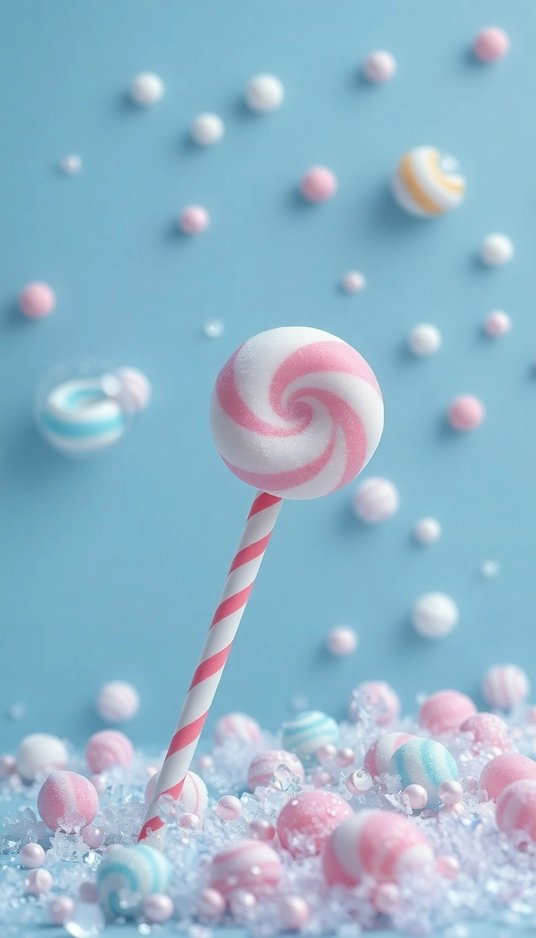 candy lollipop on a light blue background